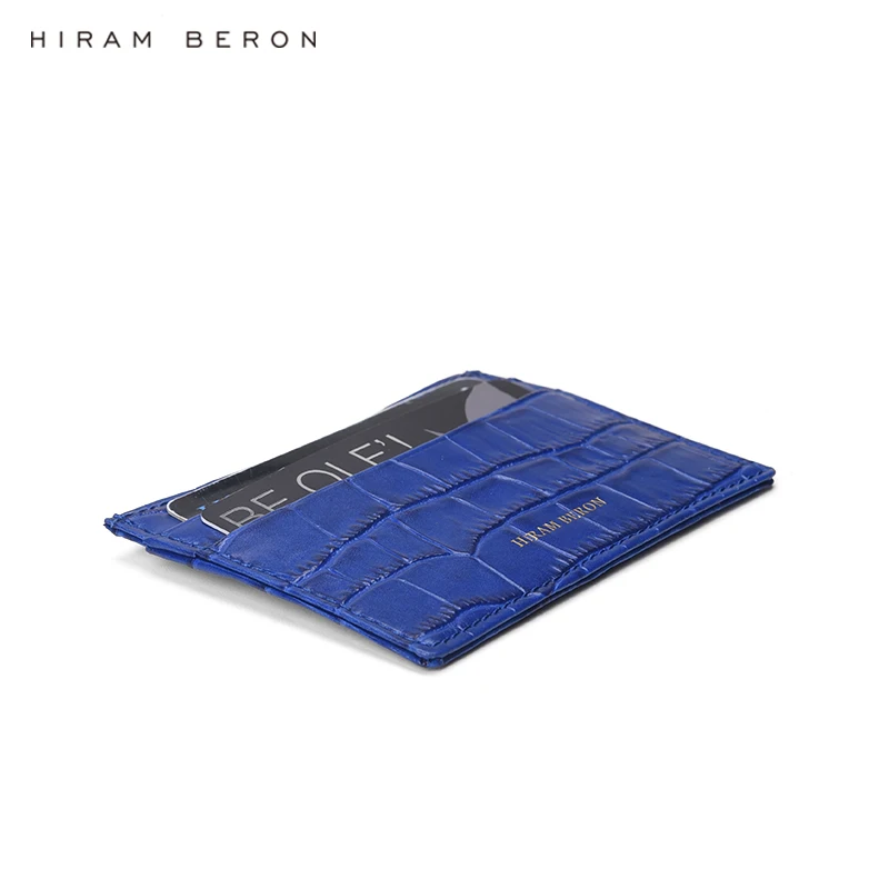 Тонкий кошелек Hiram Beron с персонализированными инициалами синий итальянский