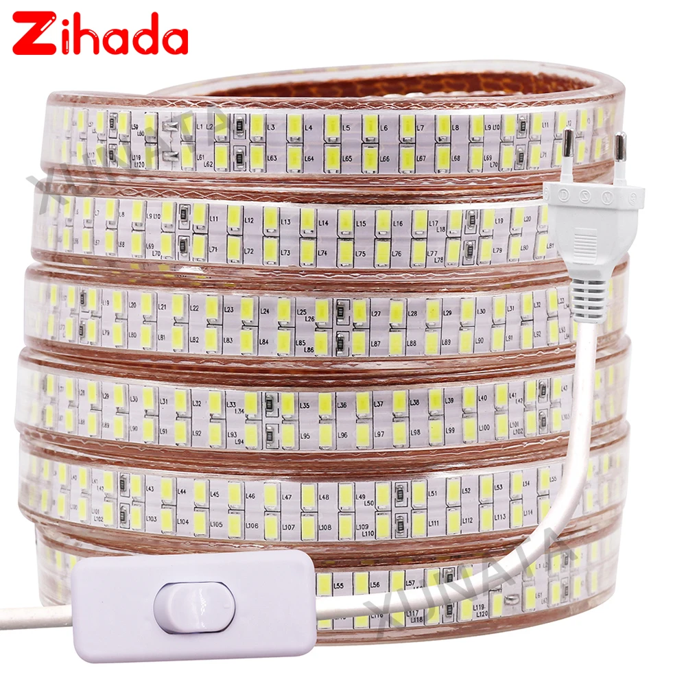 110 В 220 светодиодный ленточный светильник SMD 5730 5630 240 светодиодов/м двухрядный