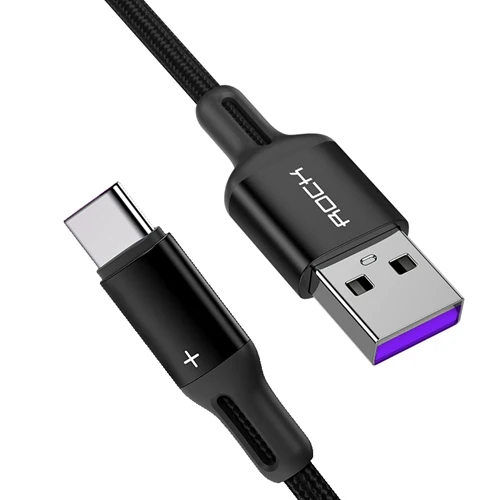 Black ROCK 2 м 5 м USB C кабель 5A Supercharge type C кабель для huawei p20 lite Быстрая зарядка кабель для samsung S9 8 Note - Цвет: Black