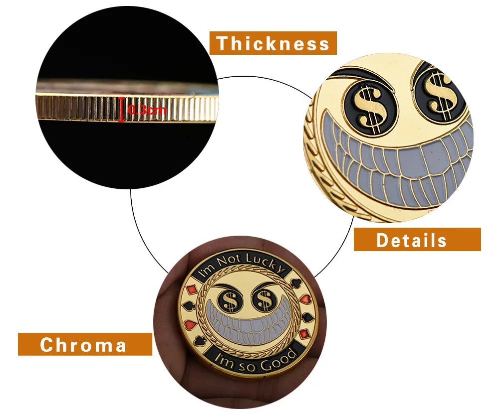 Золотая настольная игра в казино WR 24k Коллекционная монета чип покерная карта