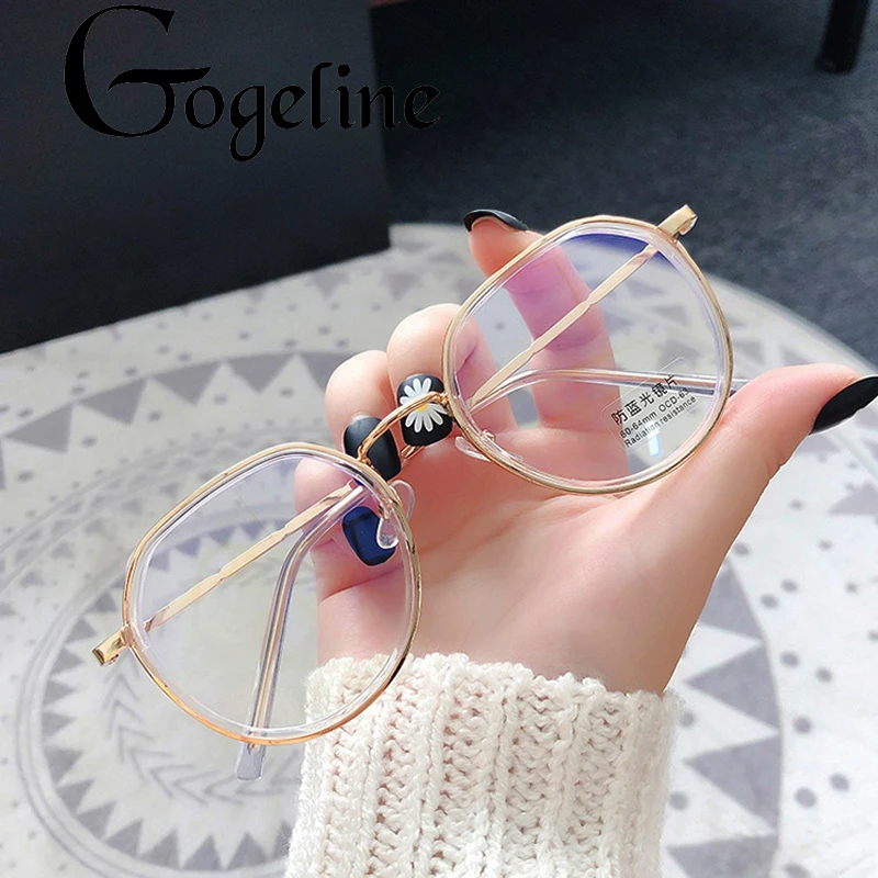 

Модные компьютерные очки, анти-синий светильник, игровые очки, металлические ретро очки, оправа, антибликовые очки, прозрачные линзы для жен...