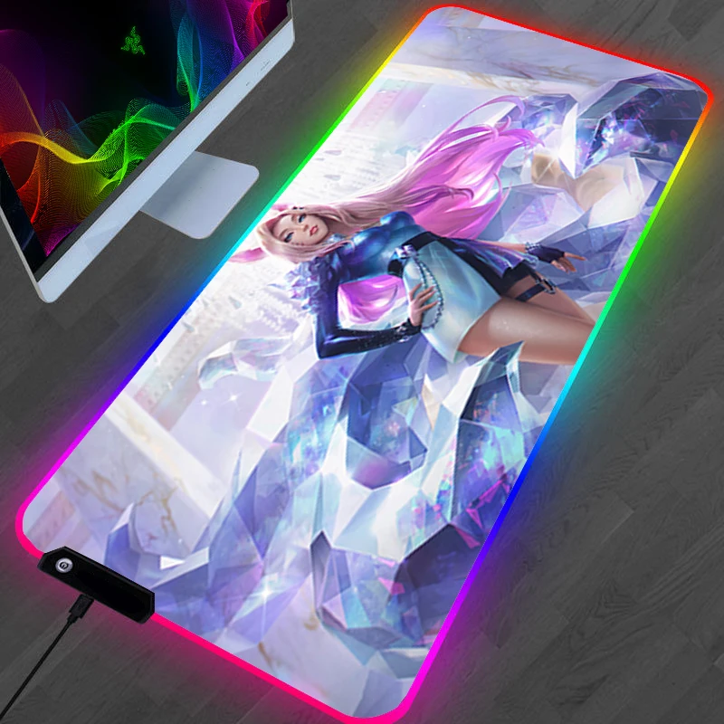 

RGB Kda Pad Mouse Wireless Computer Gaming Pc Backlit Keyboard Mause Anime Keycaps Lol Pads Mats Desk Accessories Luminous Gamer