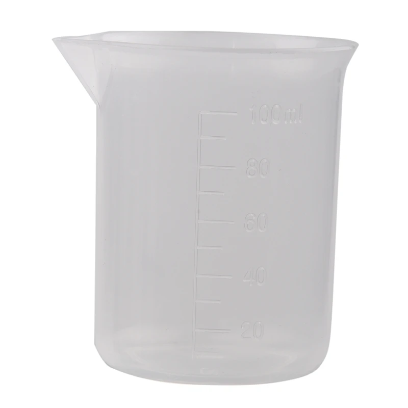 

Clear White Plastic 100mL Measuring Cup Beaker for Lab Kitchen