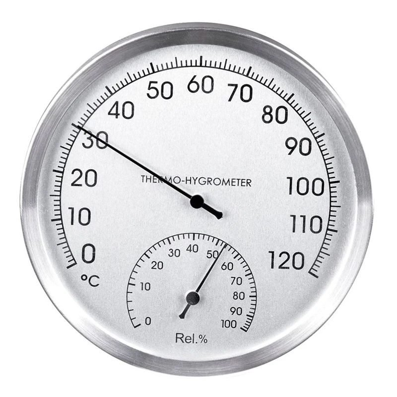 

127 Mm 5 Inch Thermometer Wall-Mounted Stainless Steel Indoor And Outdoor Sauna Room Temperature And Humidity Tester