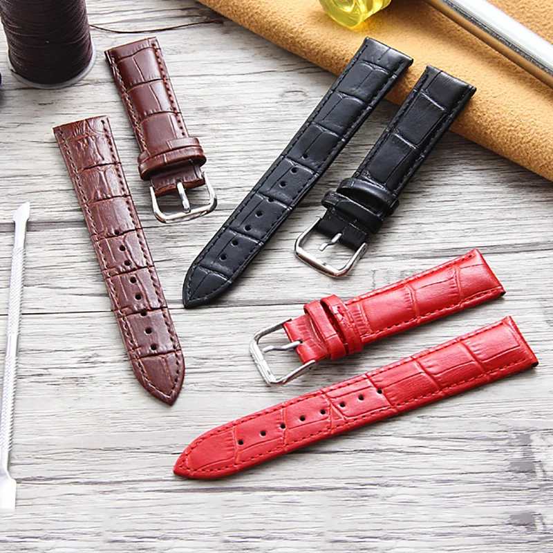 

Cowhide watch band genuine leather 18mm 20mm 22mm thin Vintage watch strap belt Suitable for DW watches galaxy watch gear s3
