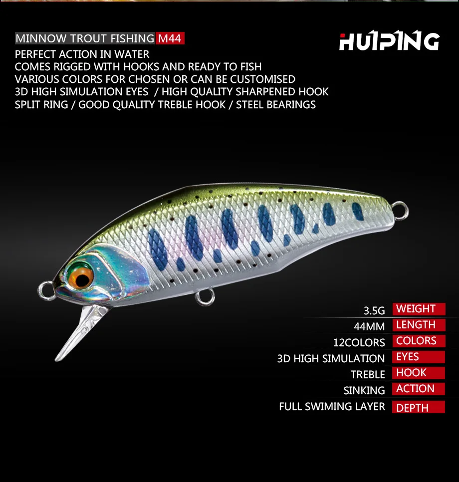 Bassland 45s max мы собрали воедино опускается на дно Minnow приманки для ловли рыбы, 44 мм 3,5 г форель, щука, искусственная приманка жесткая приманка 12 Цветов рыболовные снасти