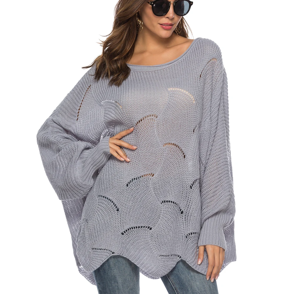 Женские Модные свободные свитера с рукавами летучая мышь сезон весна-осень