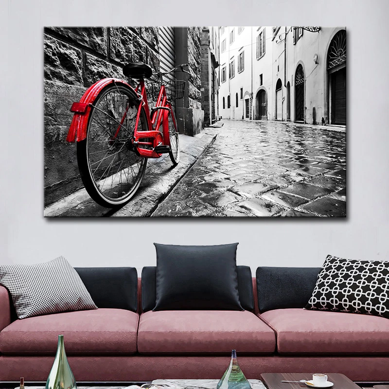 

Black White Europe Red Scenery Picture Wall Art Canvas Painting Poster Print Wall Art City Landscape Picture Living Room Decor
