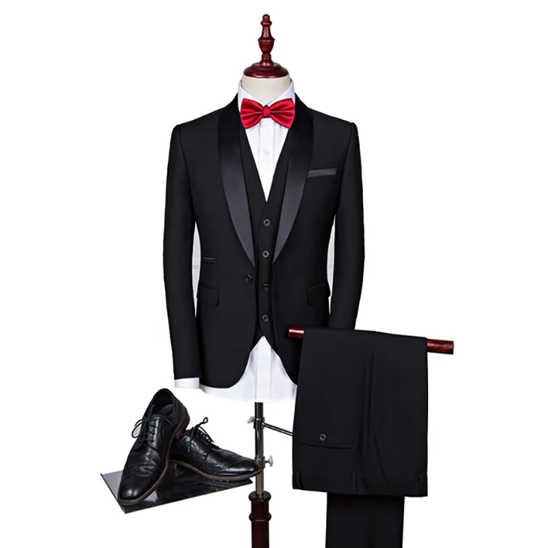 

2020 Men's Suit Luxury Wedding Suit Business Fashion Dress Suit for Men Groom Slim Fit (Jacket +Pants+Vest) Three-piece Set
