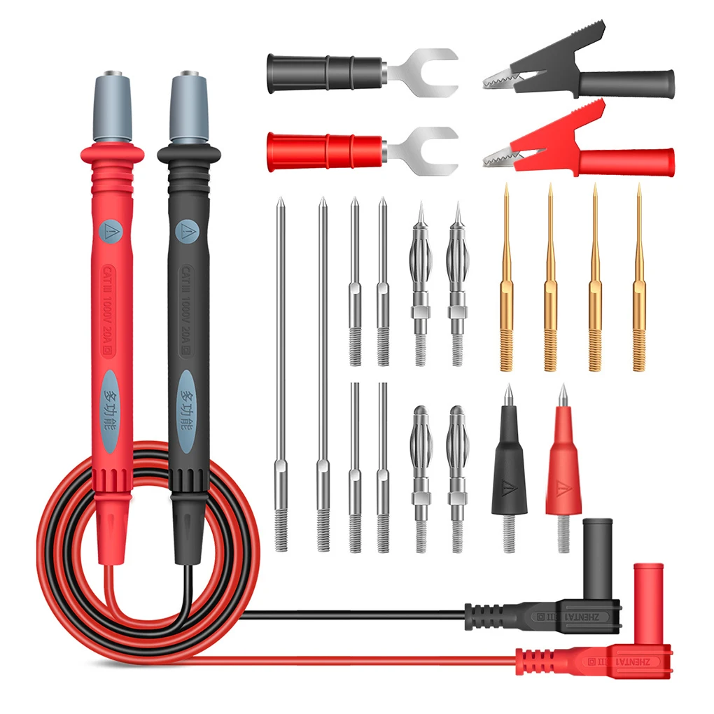 

22 Pieces Multimeter Cable Set 20A Universal Meter Test Tools Silicone Brass Battery Circuit Tester Supplies New