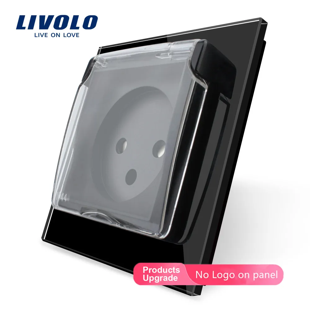 Livolo EU standard Israel розетка, кристальная стеклянная панель, AC 100~ 250V 16A, VL-C7C1ILWF, с водонепроницаемой крышкой, без логотипа