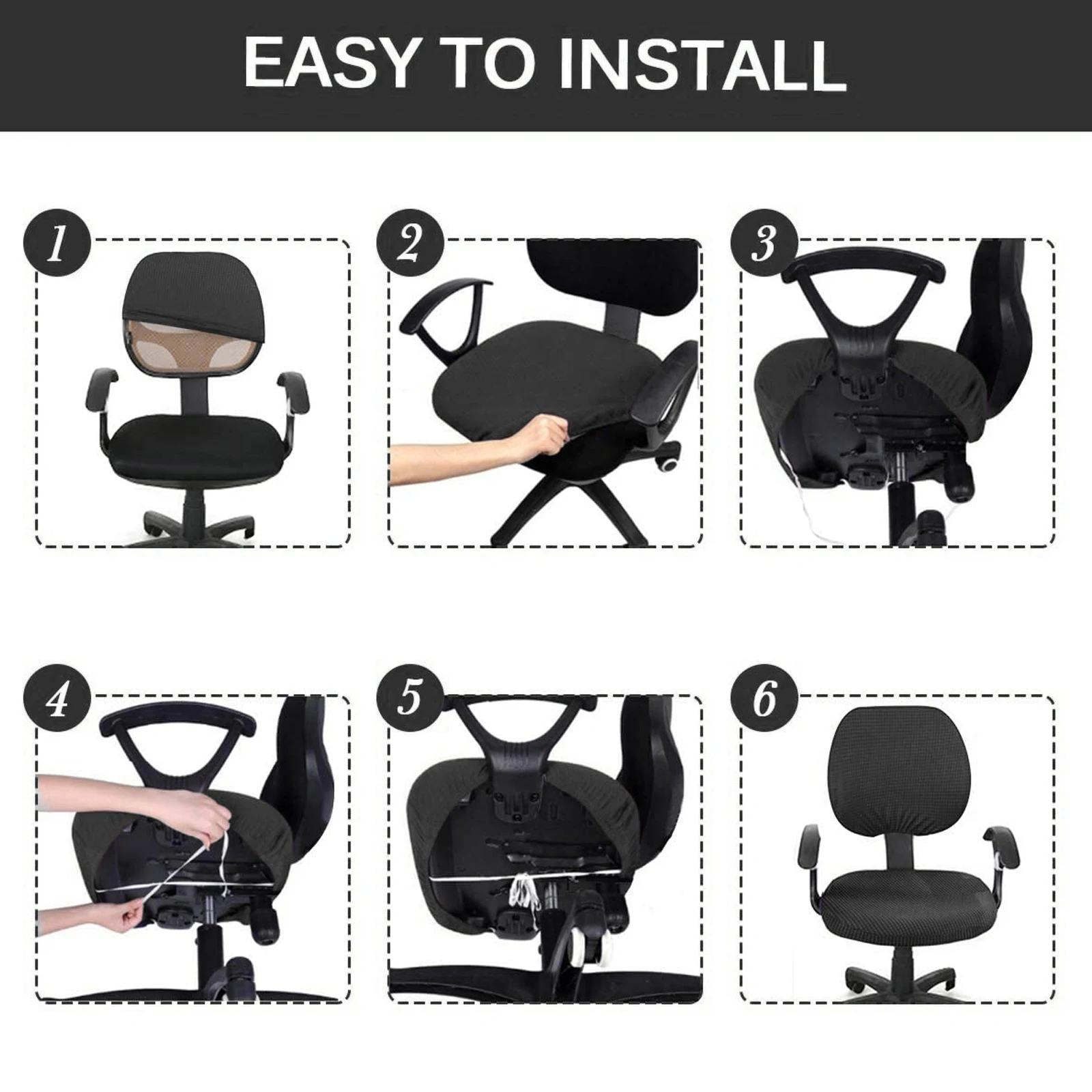 

Junejour | Easy Washable Removeable Protective Slipcovers Modern Spandex Computer Chair Cover Elastic Fabric Office Chair Cover