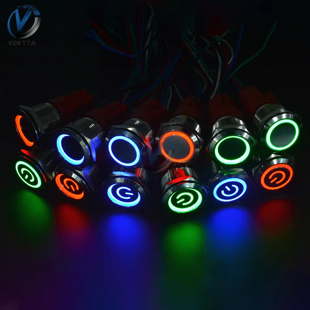 16 мм металлический переключатель Светодиодная Кнопка самоблокирующийся 250 В 5А