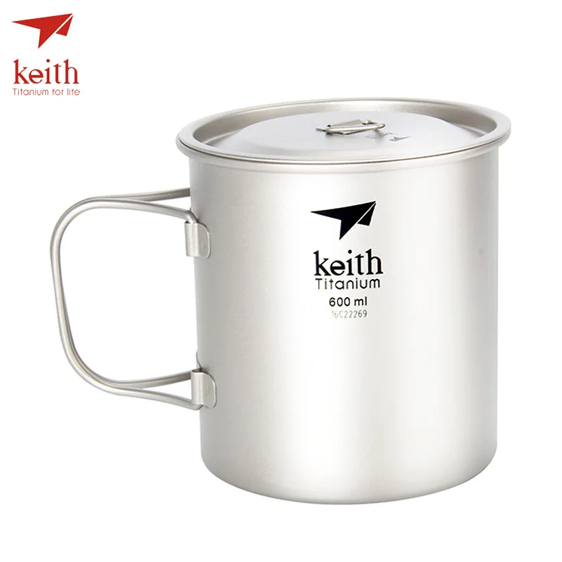 Keith чистая титановая Складная чашка для воды титановые кружки с ручкой