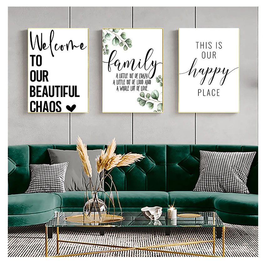 Плакат с листьями Черно-Белая настенная Картина на холсте в скандинавском стиле