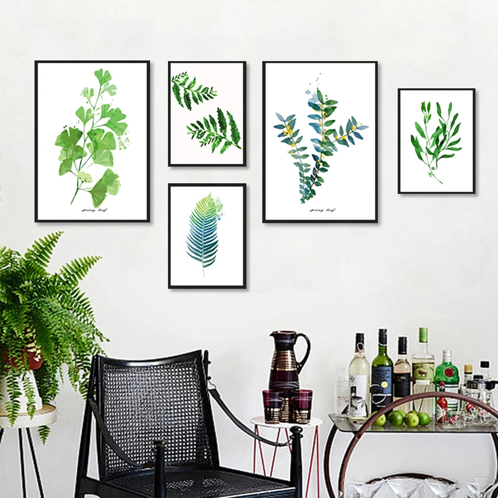 

Modern Small Fresh Leaf Art Print Fashion Canvas Poster Wall Pictures For Living Room Decor Poster Decoration