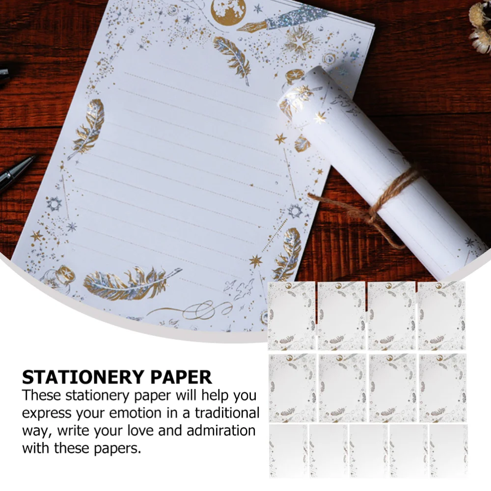 

8 Sets Elegant Writing Stationery Paper Bronzing Writing Paper with Envelopes