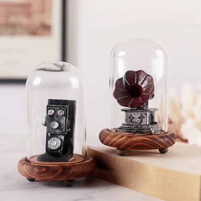 Винтажный граммофон почтовый ящик с Стекло Миниатюрная модель для дома