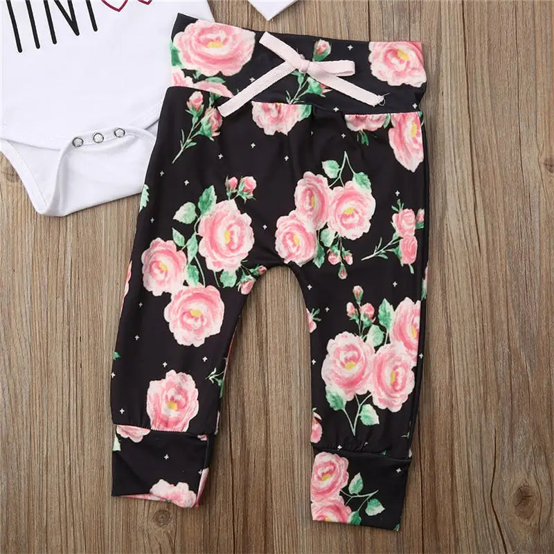 

Newborn Baby Girls Clothes Set Infant Kids Autumn Floral Outfit Toddler Long Sleeve Cotton Bodysuit+Pants+Headband 3pcs