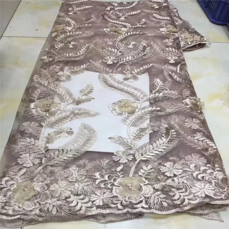 2019 High Quality African Lace Fabric Teal beads Applique French Tulle 3D flower For Nigerian Wedding Dress | Дом и сад
