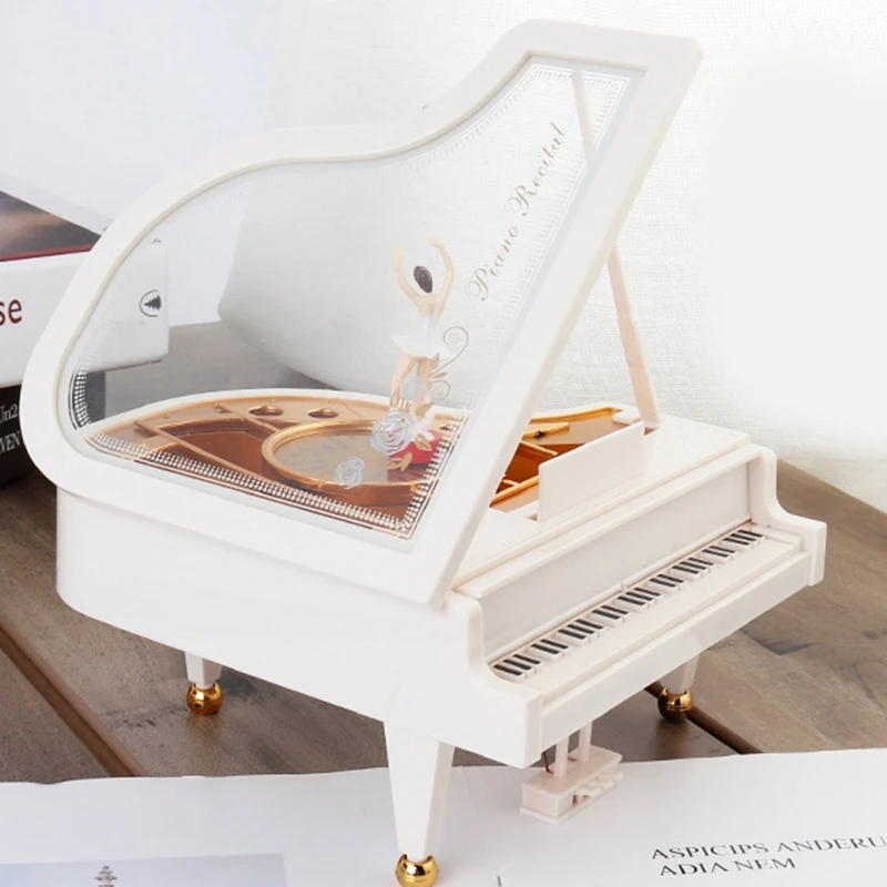 Cute Music Box Mechanism Classic Rotating Dancer Ballerina Piano Clockwork Plastic Girl Hand Crank for Women Sister Lady