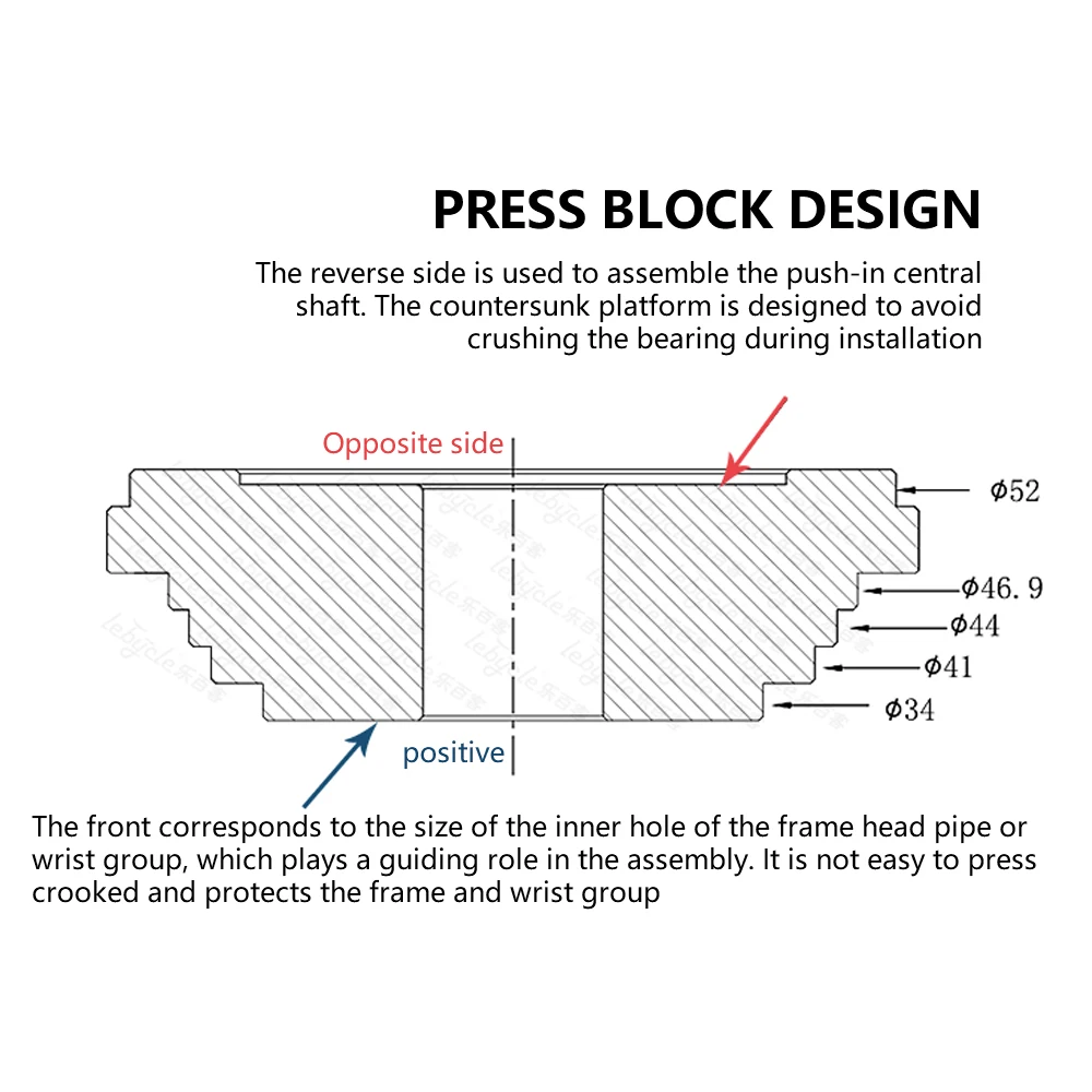 

LEBYCLE Bicycle Headset Axis/Bowl Set Press-in Tool MTB Road Bike Stainless Steel Bearing Installation Repair Kit