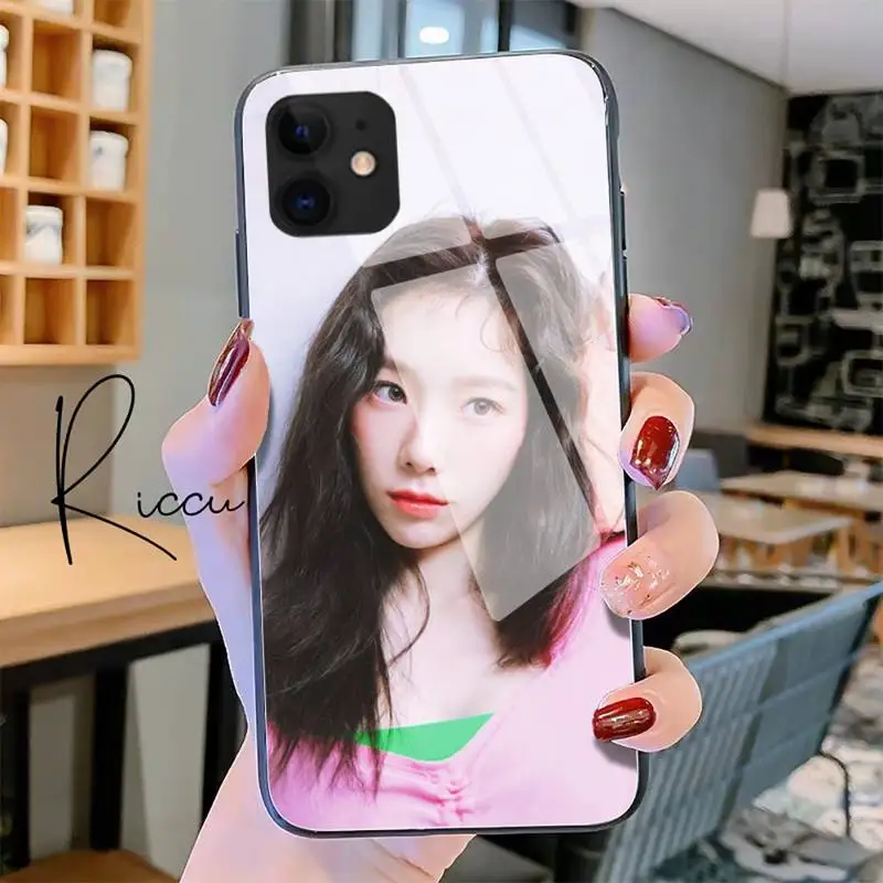 slok kim taeyeon happy phone case tempered glass for iphone 11 pro xr xs max 8 x 7 6s 6 plus se 2020 12 pro max mini case free global shipping