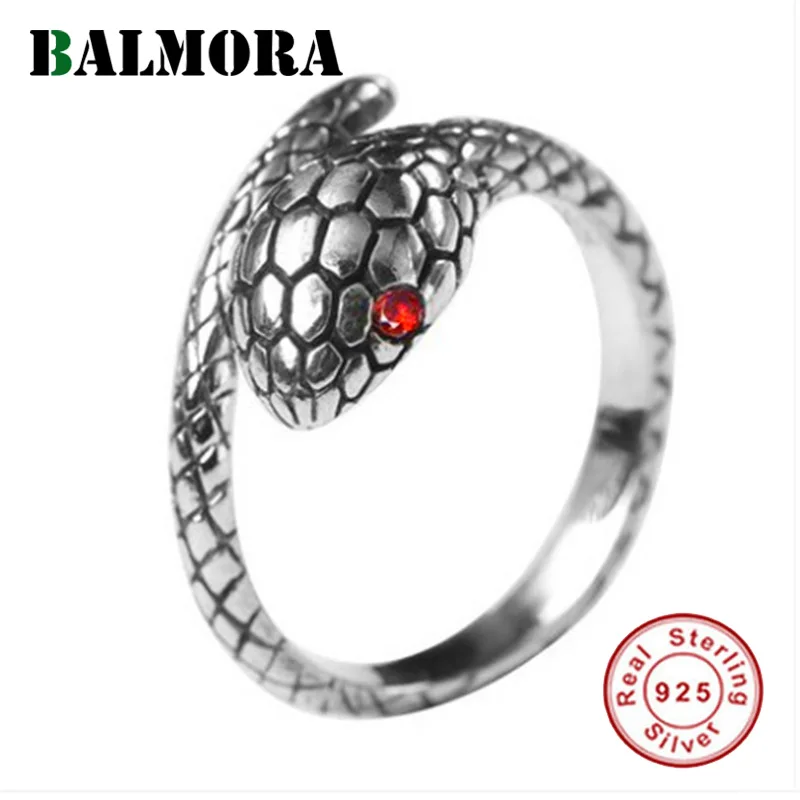 Открытые Кольца из серебра 925 пробы в виде змеи BALMORA для женщин и мужчин Винтажное
