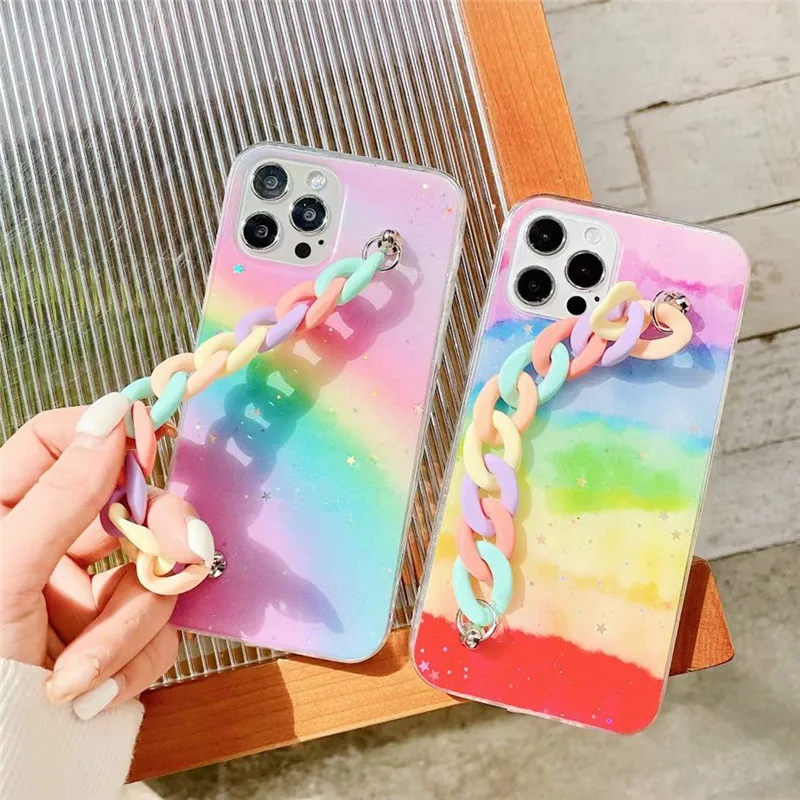 Чехол для телефона Samsung Galaxy S10 lite A51 A71 A70 A50 S20 Ultra A91 A20 A30S A7 2018 блестящий с радужными