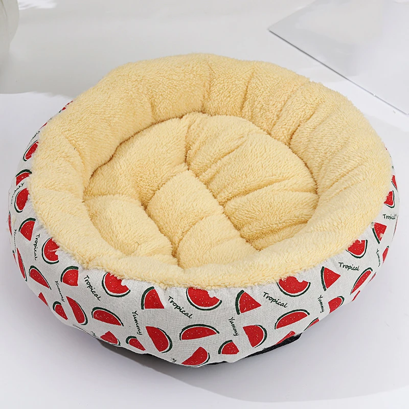 Удобная Лежанка для домашних животных с круглым принтом плюшевая подстилка