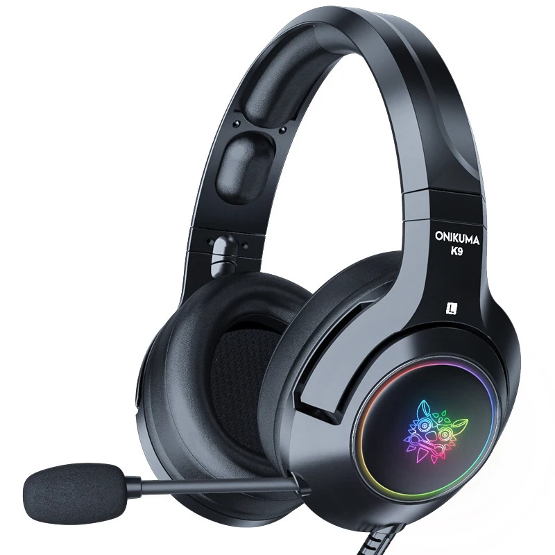 

Mobile Phone Computer Noise Reduction Headset New K9 Black Demon Version Ear Gaming Headphones With Mic RGB Luminous