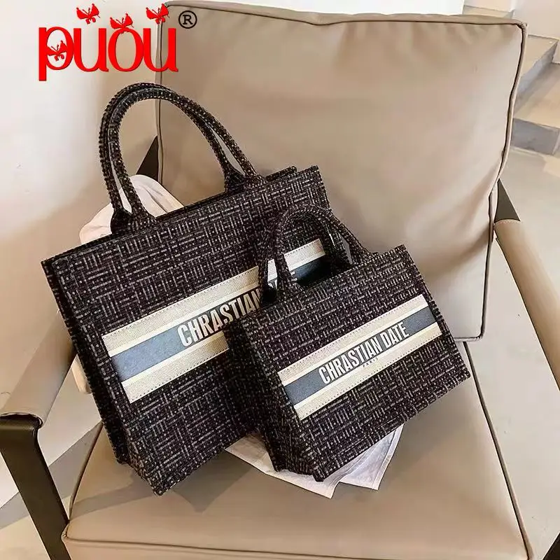 

Handbag European and American vintage 2021 new trendy plaid fashion soft tote bag Female black Women's bags torebki damskie duze