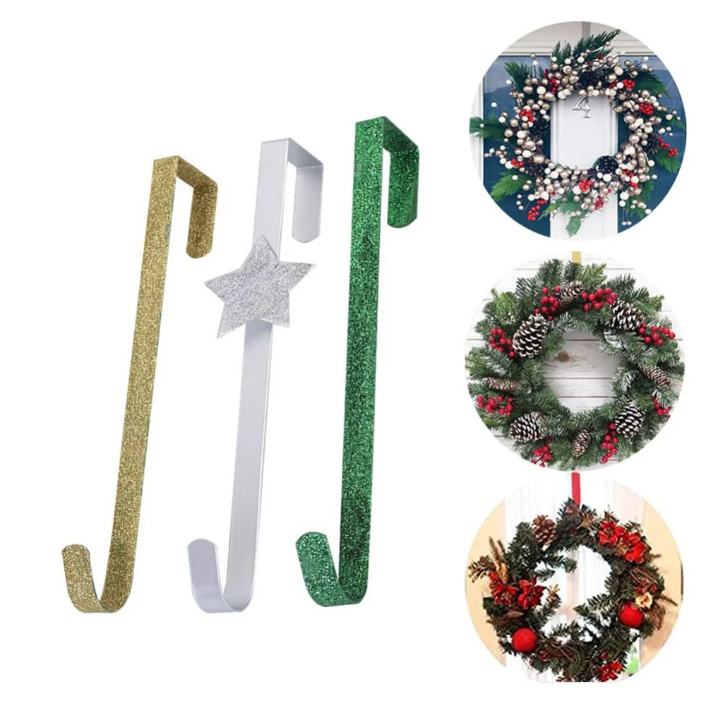 

New 3pcs Wreath Hanger Metal Hook 3D Cartoon Overdoor Wreath Holder Christmas Garland Wall Garland Holder Storage Rack 2022