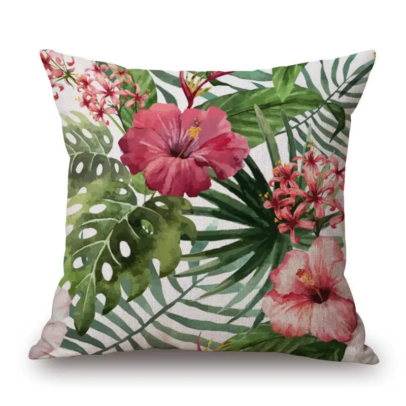 Decorative Throw Pillow Case Fashion Cotton Linen Tropical Plant Flowers Grass Cushion Cover Sofa Home Decor | Дом и сад