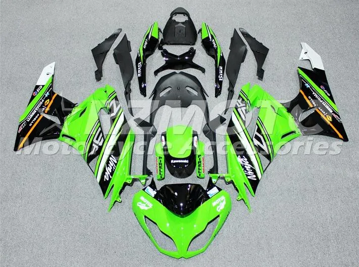 Литья под давлением ABS обтекатель комплект подходит для Kawasaki ZX6R 2009 2010 2011 2012 Обтекатели ZX-6R 09, 10, 11, 12, ниндзя 636 изготовленный на заказ Зеленый