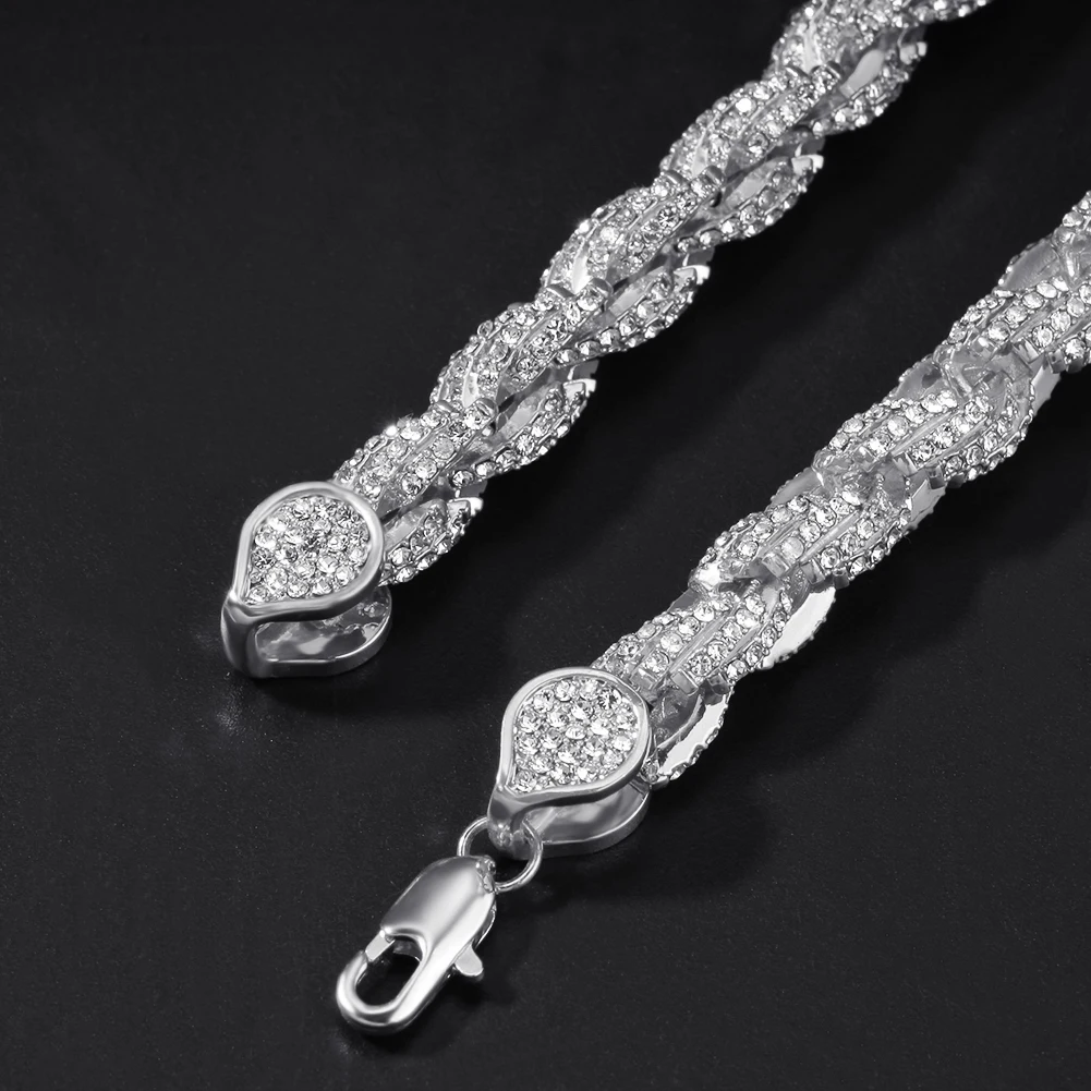 Хип-хоп золотой тон для мужчин s Bling Iced Rope браслет покрытый высоким качеством женский мужской браслет-цепочка для вечерние подарки
