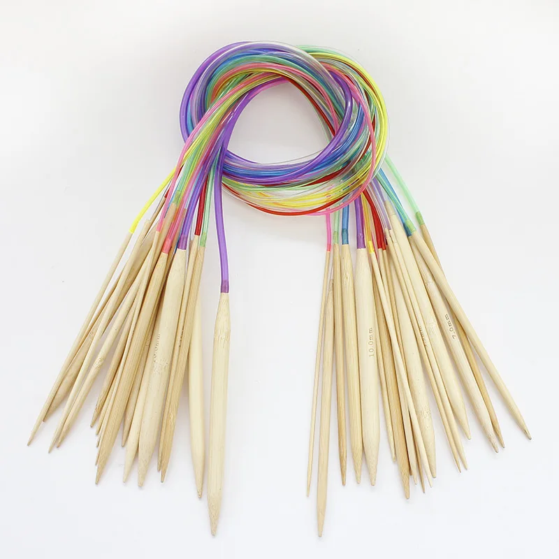 

80 cm Bamboo Fixed Circular Knitting Needle 18 Pcs/Set Size 2.0-10.0mm