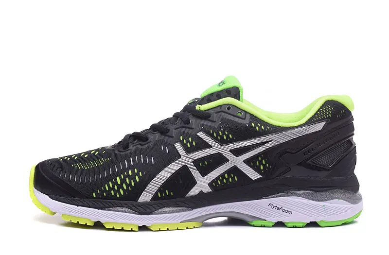 23 Black-Green Оригинальные ASICS GEL-KAYANO для ночного бега спортивная мужская обувь унисекс 40-45 размер спортивная обувь мужские кроссовки для бега - Цвет: 23 Black-Green