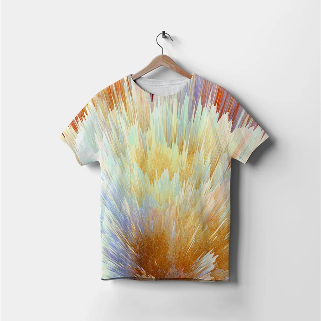 

New men's and women's T-shirt casual abstract space explosion colorful printing top T-shirt summer short-sleeved clothing