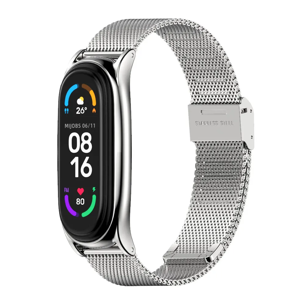 

Ремешок из нержавеющей стали для Xiaomi Mi Band 6 5 4 3, металлический браслет «Миланская петля» для мужчин и женщин