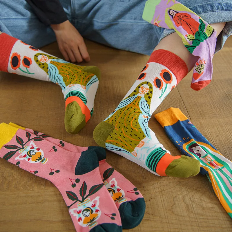 

Осенне-зимние парные разноцветные смешные носки в стиле Харадзюку