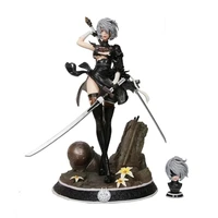 33cm hunter neal mechanical age miss 2b anime action figure two heads can be replaced detachable bra sexy girl pvc model toy gif