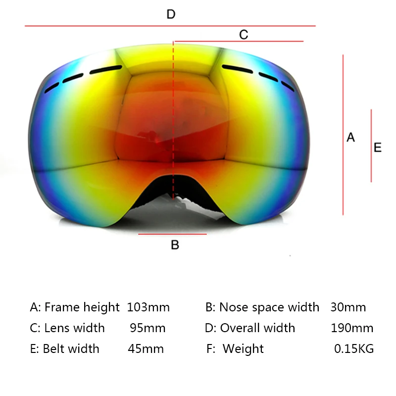 Лыжные очки для катания на лыжах снежные мужские и женские сноуборда двухслойные