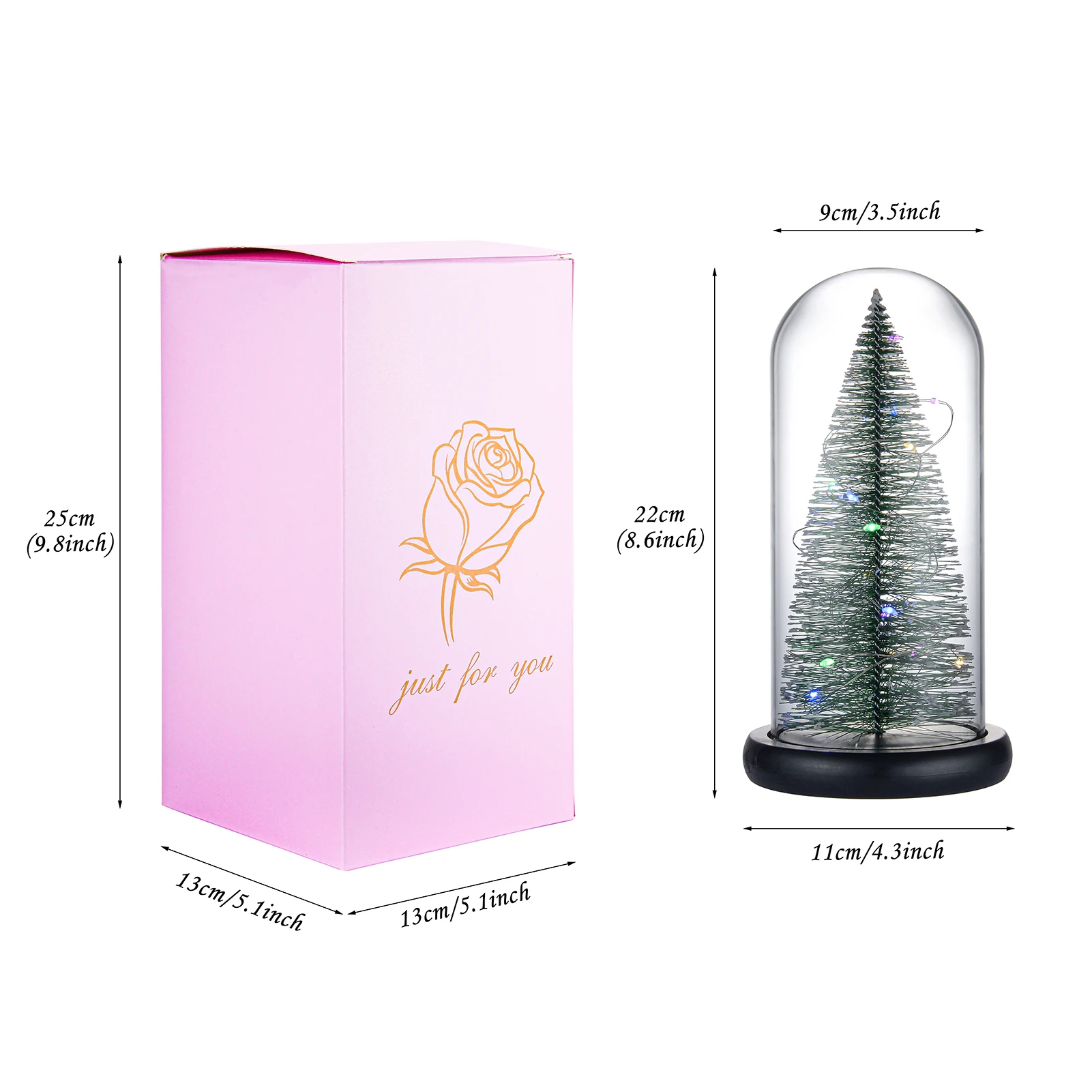 

Christmas Gift Romance Wedding New Year Home Decoration Beauty Beast LED Light Flower Glass Rose Red