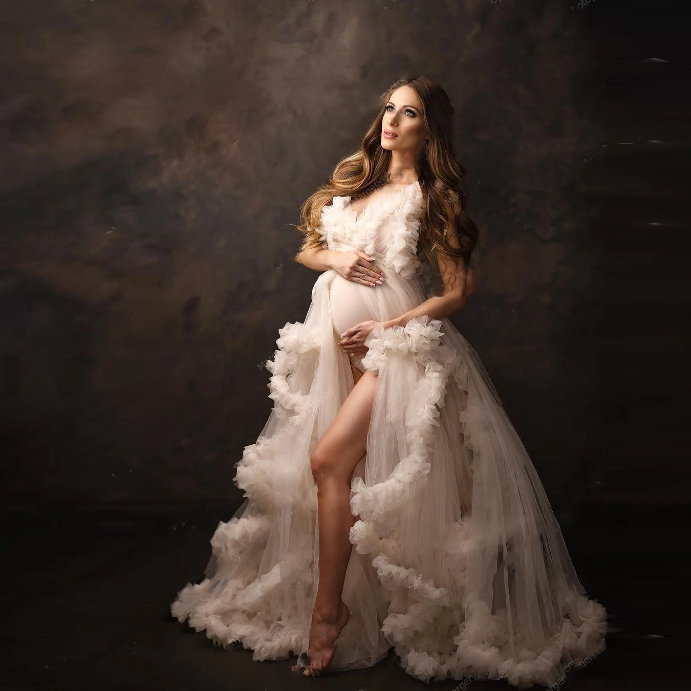 

Photography Fluffy Ruffles Tiered Tulle Robe Bridal Dresses vestido de fiesta Lush Elegant Prom Gowns Party Dress Sleeveless