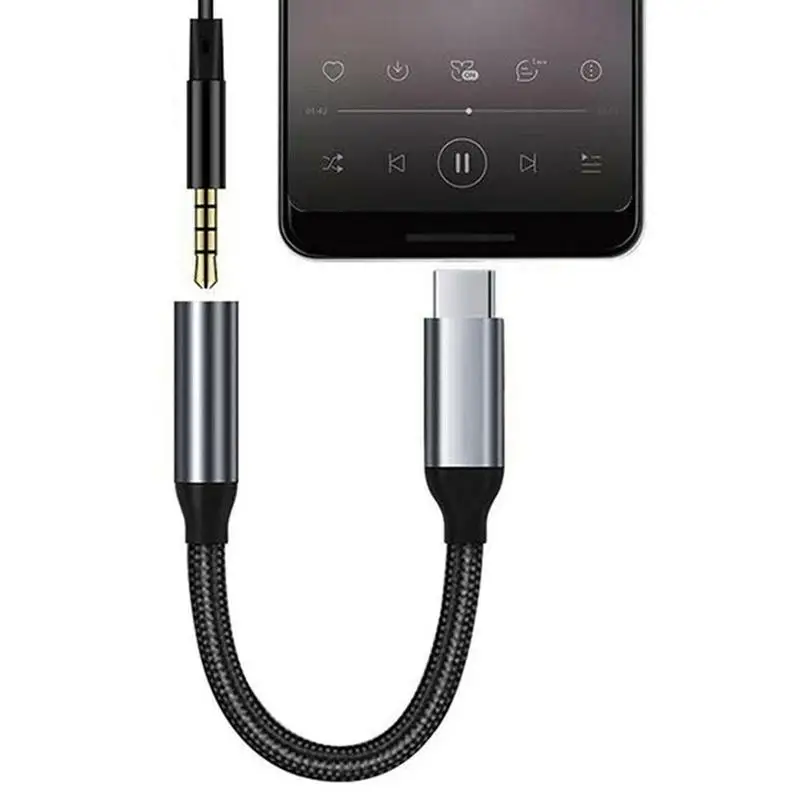 Нейлоновый Usb адаптер Typec для 3 5 наушников Aux аудио кабель Type-c до мм разъем