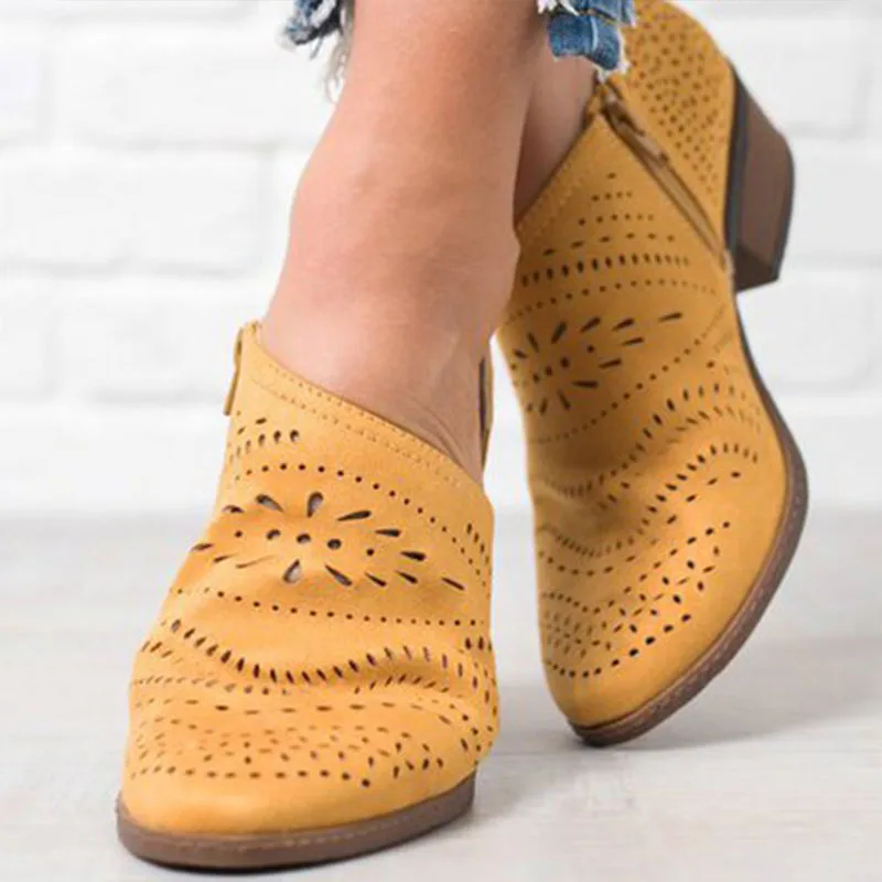 

Summer Fashion Women's PU Hollow Sexy Sandals Ponited Toe Breathable Woman shoes Ladies Comfortable Thick Heel Rubber Shoes Hot