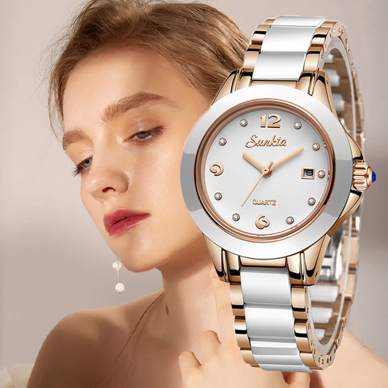 Enlarge 2021 New Creative Waterproof Quartz Watches For WomenSUNKTA Fashion Women Watches Rose Gold Ladies Bracelet Watches Reloj Mujer