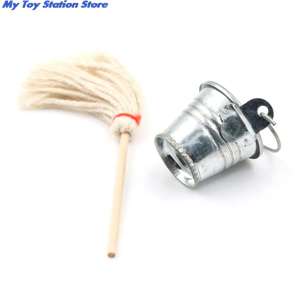 New Scale 1:12 Dollhouse Miniature Kitchen Garden Mop Bucket Classic Pretend Play Furniture Cute Toys Creative Gifts Presents | Игрушки и