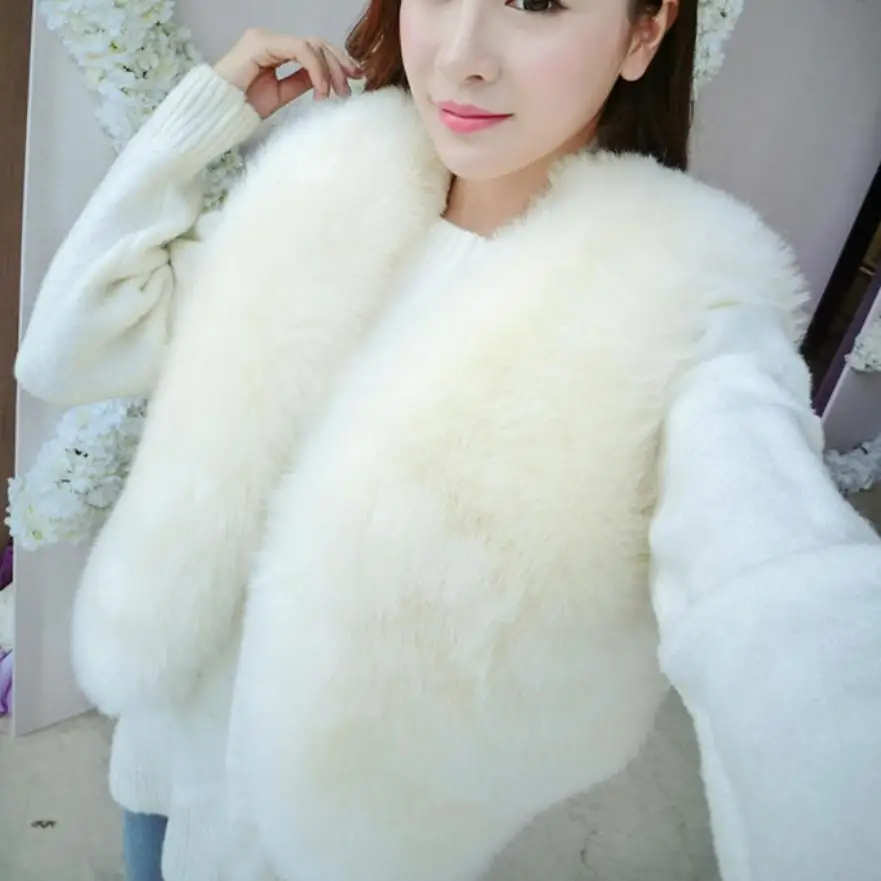 

Women's Faux Silver Fox Fur Short Vests 2017 Winter Fashion Thick Imitate Fur Sleeveless Vest Coat Jackets w1992